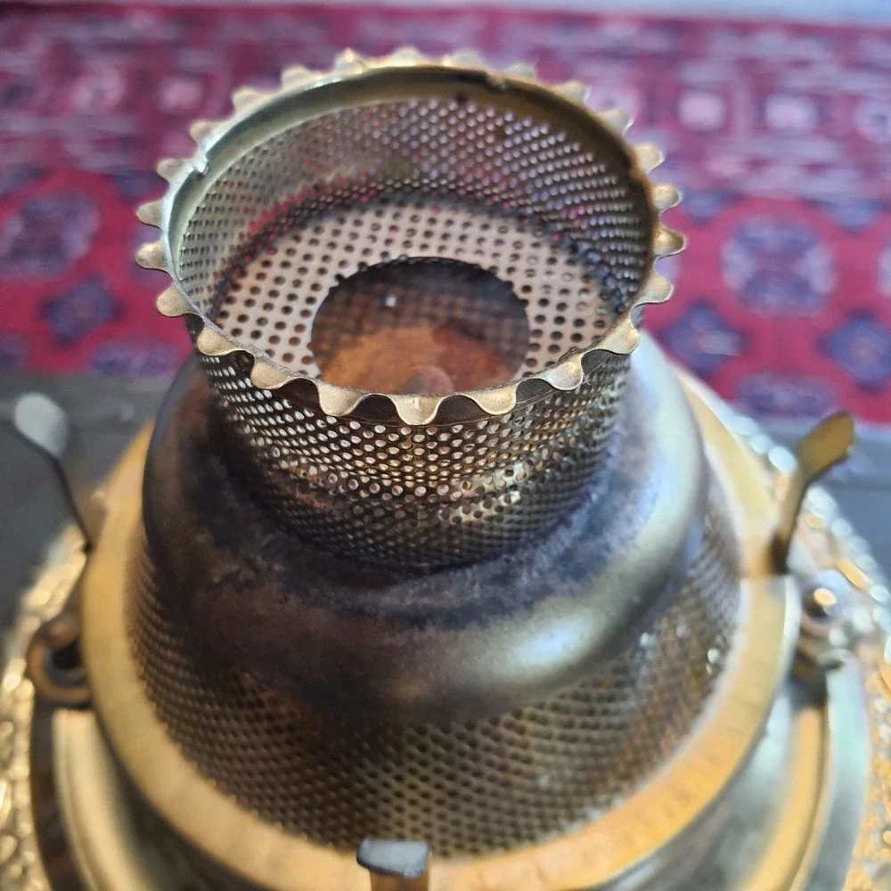 Vintage The Pittsburgh 1800s Victorian Brass Oil Lamp Electric Plug Conversion
